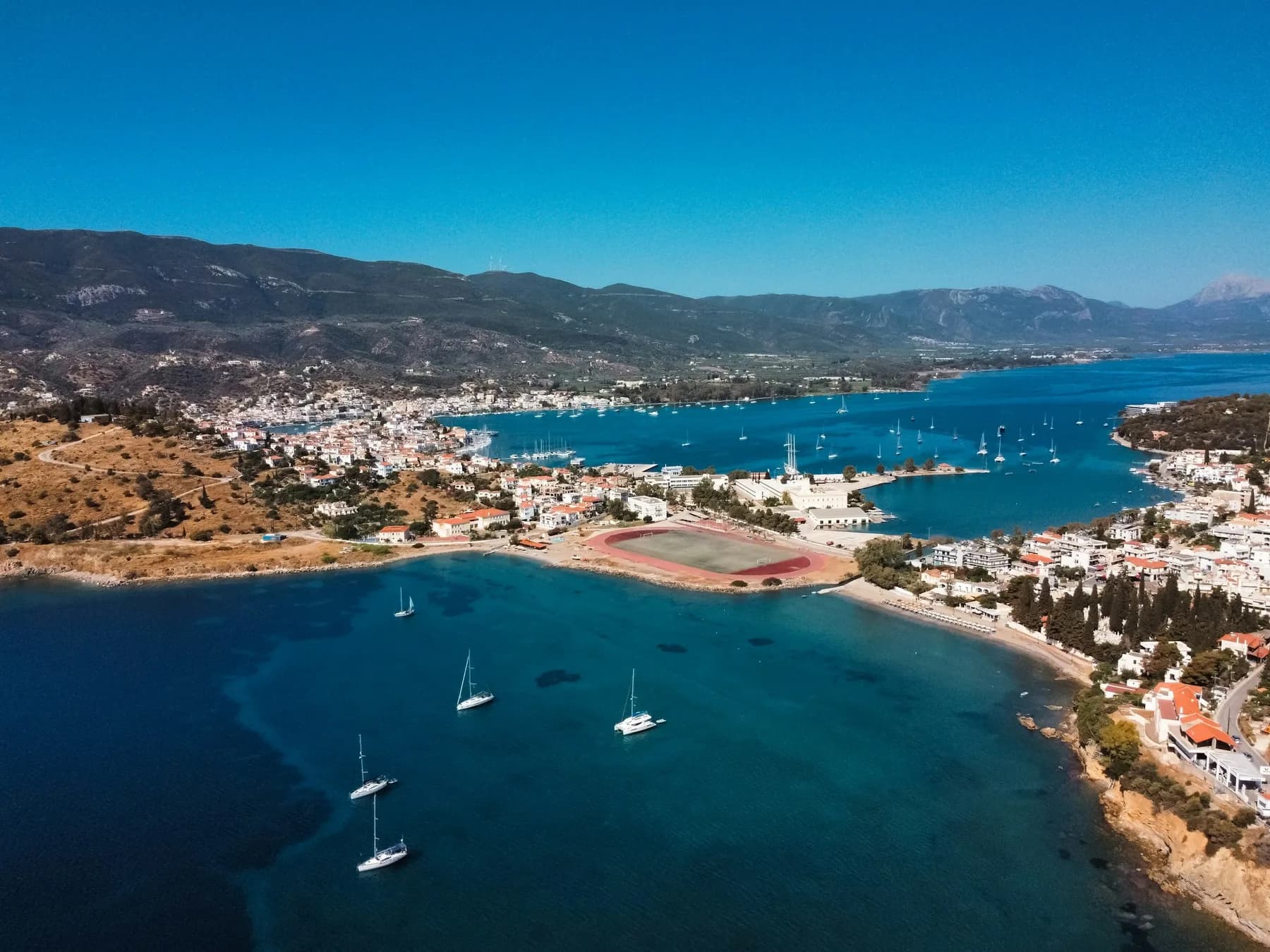 Yachts on the Poros town quay